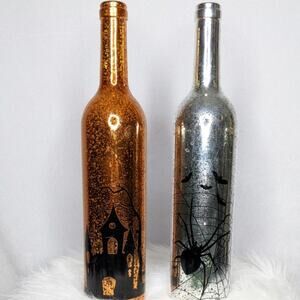 Home Decor Halloween Wine Bottle Decor Set of 2